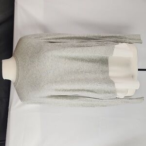 LOFT Wool Blend Mixed Media Ruffle Back Sweater Top Women Large Gray Layered